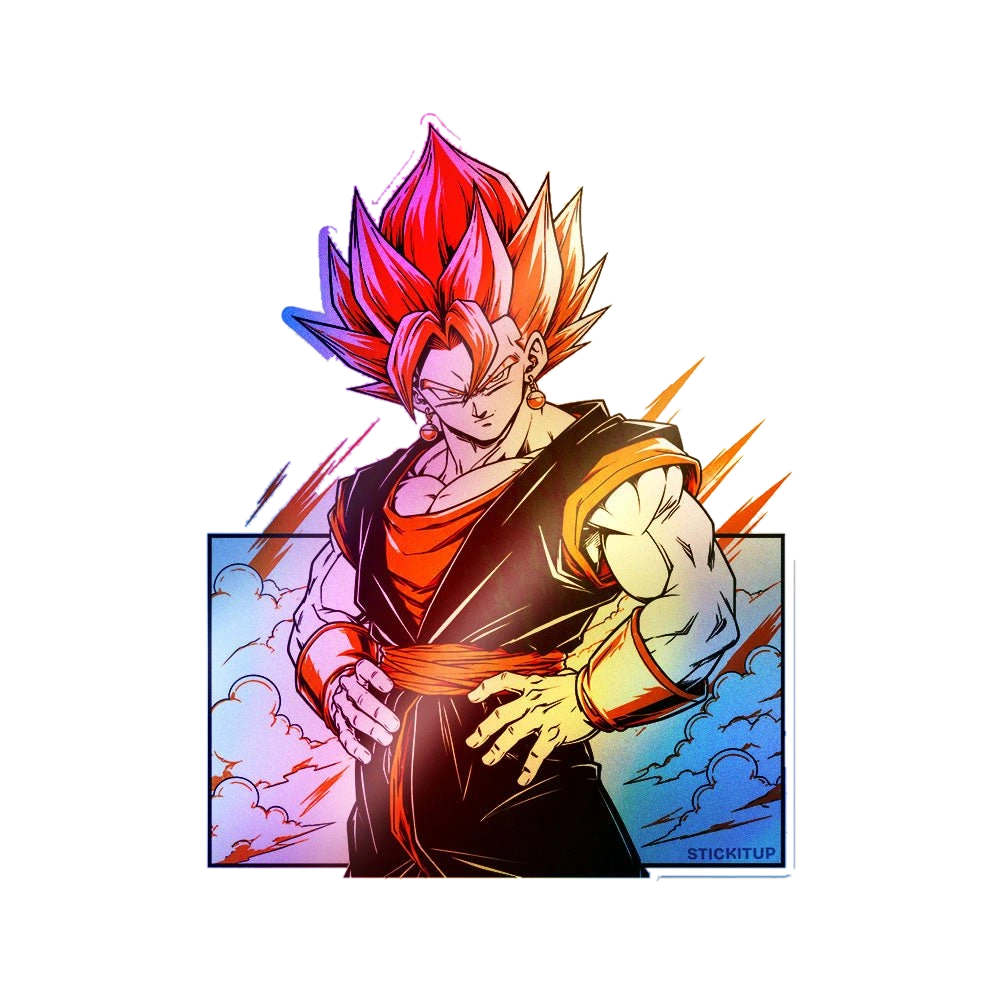 Anime Orange Hair Fight Holographic Stickers
